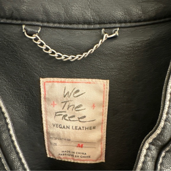NWT Free People All About That Moto Vegan Leather Jacket in Off Black Sz Medium - Picture 7 of 9